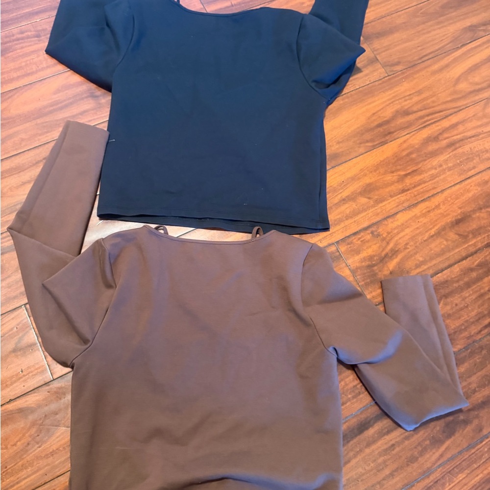 Abercrombie & Fitch bundle of Square Neck Long Sleeve Tops — Brown and Black - Picture 3 of 5